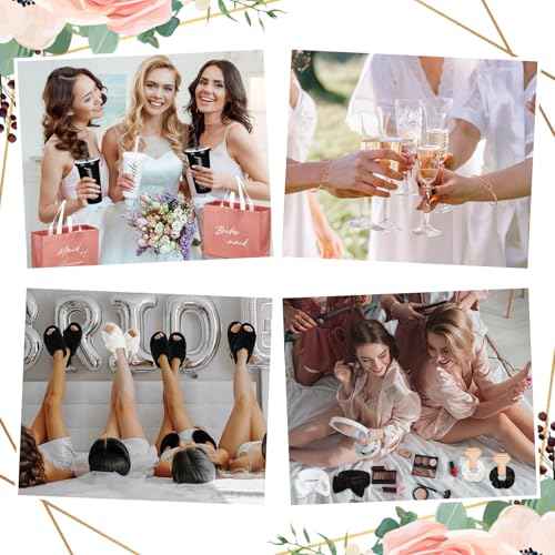 56 Pcs Bridesmaid Bride Robes Set of 8 Bridal Party Silk Satin Robes for Wedding Bachelorette Party Gifts(White,Black)