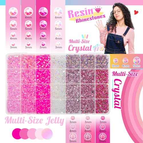 2 Big Boxes Pink Resin Pearls and Rhinestones w B7000 Glue for Bedazzling Crafting Flatback Stones Gems Diamonds Half Pearls Bedazzler Kit for Nails Eyes Face Makeup Tumblers Bottles Crafts