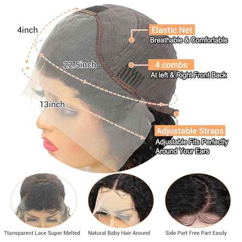 Bob Wig Human Hair 13x4 Water Wave Lace Front Wig Human Hair Pre Plucked 14 Inch 200% Density Short Bob Wet and Wavy Lace Front Wigs human hair for Black Women