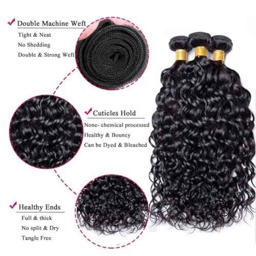 18 20 22 Inch Water Wave Bundles Human Hair 100% Unprocessed Curly Brazilian Virgin Hair Wet And Wavy 3 Bundles Human Hair Natural Black