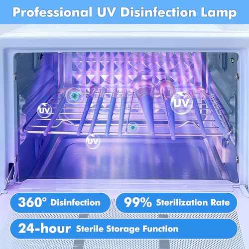 Anatole UV Light Nail Tool Cleaning Machine Dryer 10L Multifunctional Cleaner Box 160W Professional Manicure Tool Cleaning Cabinet with Stainless Steel Tray Rack for Beauty Salon Spa Barber Home 110V