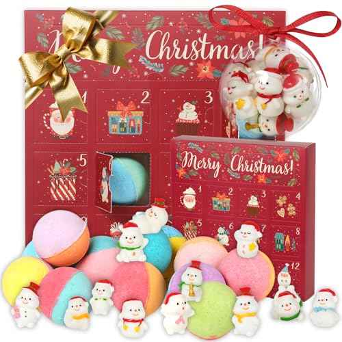 12Pcs Advent Calendar 2025 Christmas Gifts for Kids Women - Christmas Advent Calendar Bath Bomb with Surprise Inside Bath and Body Gift for Sister, Wife, Mom, Son, Daughter£üSpa Gift Set Idea for Kids
