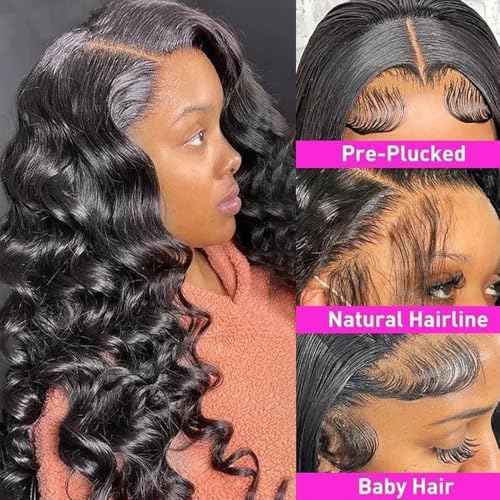 18 Inch 4x4 HD Lace Closure Brazilian Virgin Human Hair Natural Wave Transparent Lace Closure Pre Plucked with Baby Hair Free Part Natural Wave Lace Closure, Black