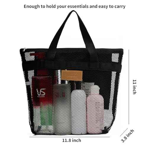 Mesh Shower Caddy Bag Portable Hanging Toiletry and Bath Organizer with Zipper for Travel, Gym, Camping, College Dorms, Beach
