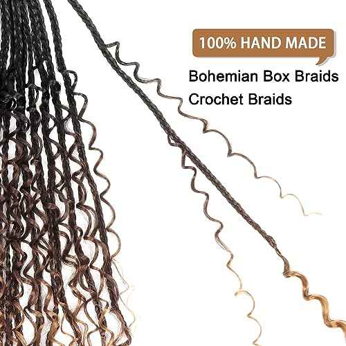 Goddess Box Braids Crochet Hair With Curly Ends 14 Inch Bohomian Box Braids Crochet Braids 8 Packs 3X Crochet Braids Synthetic Braiding Hair Extension for Black Women (14 Inch (Pack of 8), 1B-4-30)¡¦¡¦