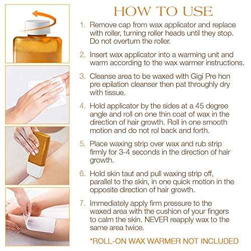GiGi All Purpose Honee Roll-On Hair Removal Wax, Easy and Quick, Soft Wax Refill, 2.8 oz., Pack of 12