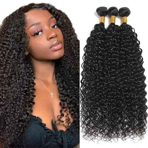Selina 3 Bundles 20 22 24 Inch Kinky Curly Bundles Human Hair 100g/Bundle Unprocessed Remy Hair Extensions Brazilian Virgin Human Hair Natural Color (20"22''24'',Curly)