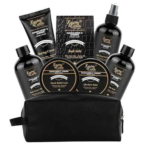 Grooming Gift For Men Natural Pinecone Peppermint Bath & Body Tote - Luxury Shaving, Skincare, Beard & Bath Self-Care Gift Set