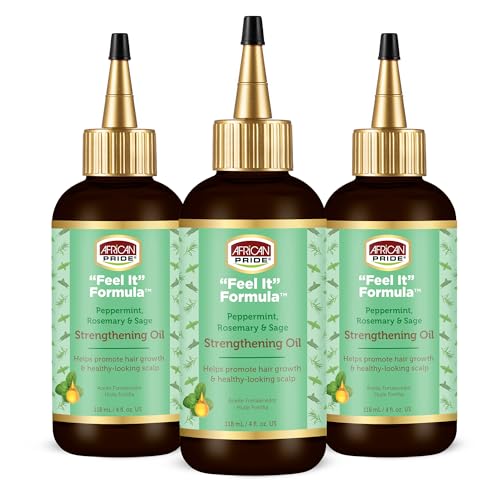 African Pride Feel It Formula Hair Strengthening Oil ? Hair Oil with Rosemary, Peppermint & Sage ? Hydrates Hair, Helps Strengthens Roots & Promotes Growth | 4oz (Pack of 3)