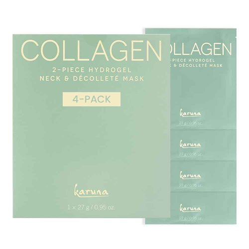 Karuna Collagen Neck & Chest Hydrogel Mask 4-Pack | Firming & Hydrating K-Beauty Masks with Collagen, Peptides & Niacinamide | For Wrinkles & Sagging Skin | Cruelty-Free