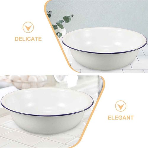 Healeved Enamel Wash Basin 28cm Large Enamel Mixing Bowl Face Washing Basin Sourdough Bowl Footbath