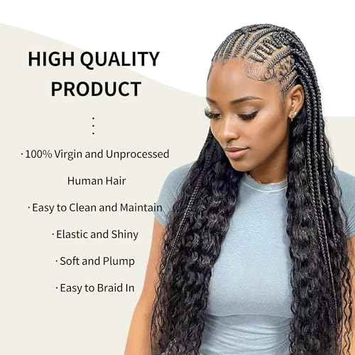 Deep Wave Bulk Human Hair for Braiding 2 Bundles 100g 26 Inch No Weft 10A Brazilian Virgin Curly Human Hair Extensions for Boho Braids Wet Wavy Human Braiding Hair (26"/100G,Black)