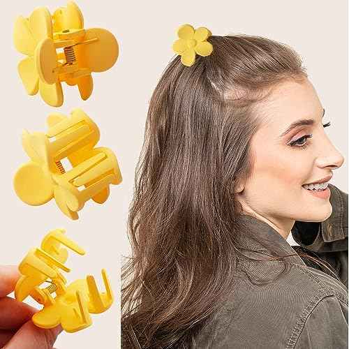 Small Cute Flower Hair Clips for Hair Accessories Hair Claw Clips for Women and Girls Cream Color, 10 PCS