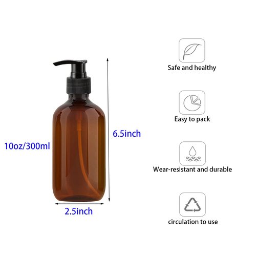 Muluo 10 Ounce/300ml Pump Bottle Dispenser, Shampoo Pump Dispenser Hand Soap Dispenser Bottles for Bathroom, Kitchen Sink, Lotion, Hand Soap Dispenser, 2-Pack Brown