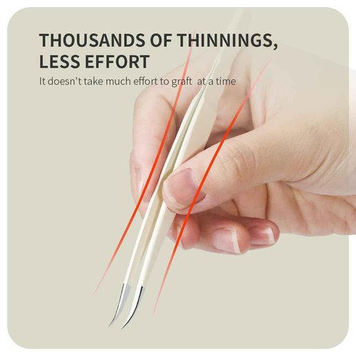 ANNAFRIS Lash Tweezers for Eyelash Extensions,Precision Fiber Tip for Volume Eyelash Extension,Lash Extension Tweezers for Easy Application and Removal (White, 1PC-08)