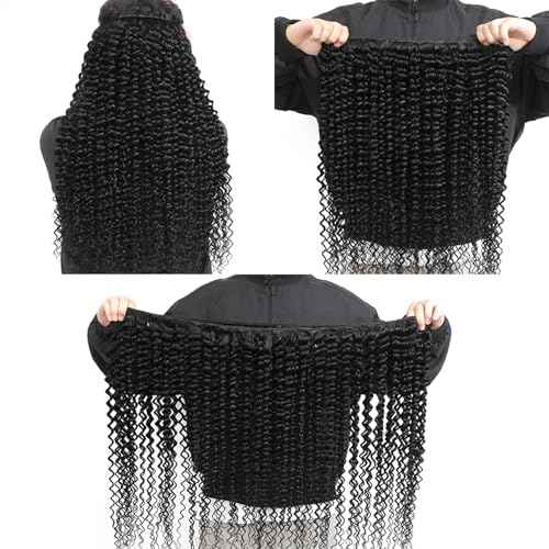 15A Raw Human Hair Bundles Deep Wave Bundles Human Hair,Triple Lifespan Indian Virgin Hair,No Tangle Shedding,Multiple Washes Keep Texture Silky Soft (3 Bundle Natural Black, 16 16 16)