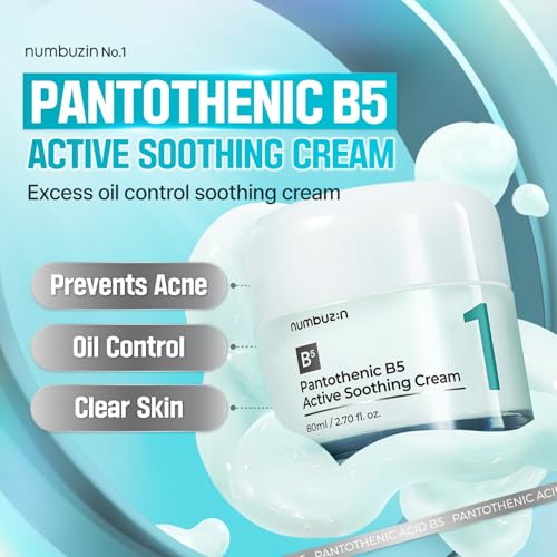 numbuzin No.1 Pantothenic B5 Active Soothing Cream | Remove sebum and skin troubles, Pantothenic acid, Korean Skincare Gift for Women | 2.70 fl oz