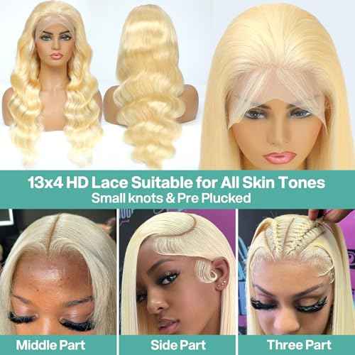 613 Blonde Body Wave Lace Front Wigs Human Hair 13X4 Lace Front Wigs Human Hair 200 Density 613 HD Lace Frontal Wigs Pre Plucked For Women 30 Inch