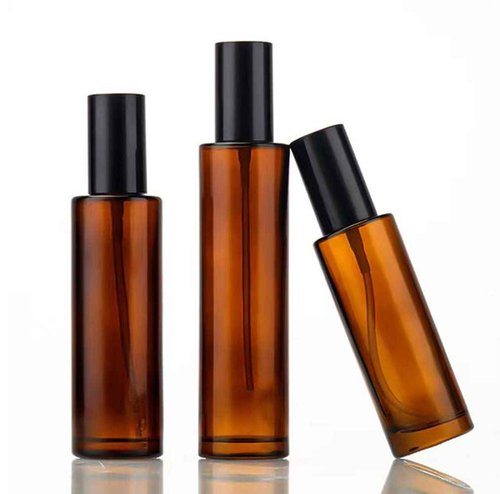 TOPWEL 2PCS 120ml/4oz Empty Refillable Amber Glass Lotion Pump Press Bottles Soap Dispensers Containers Jars with Black Cap for Foundation Cream Makeup Removel Oil Shampoo (Pack of 2)