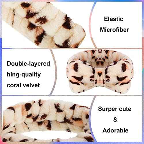 Jutom 74 Pcs Spa Headband Set 37 Styles Coral Fleece Terry Cloth Facial Hair Wrap Cosmetic Headband for Makeup, Soft Skincare & Washing Face Bow Hairbands for Women