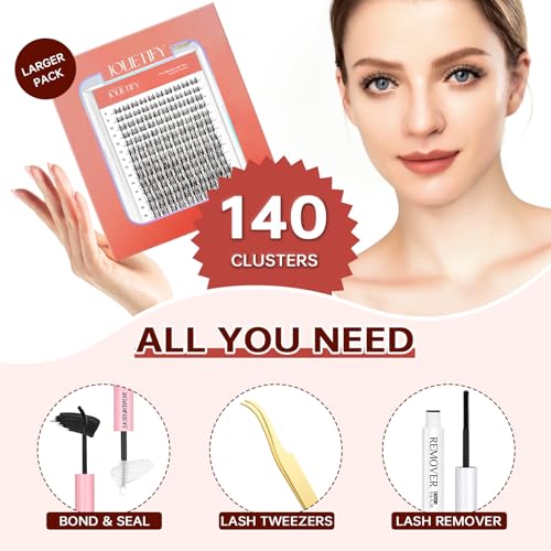 Lash Extension Kit, Natural Look, DIY Faux Mink Cluster Lashes 8-16mm, TwinkleUp, Soft & Fluffy, Waterproof Bond & Seal, Reusable Individual Lashes with Tweezers & Remover, Easy to Apply