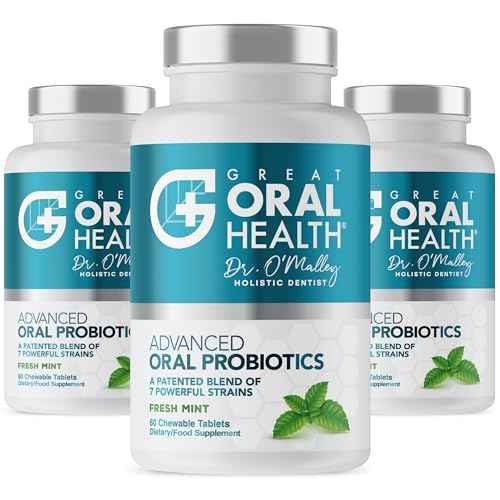 Oral Probiotics for Mouth Bad Breath Treatment for Adults: Dentist Formulated BLIS K12 M18 Advanced Oral Probiotics for Teeth and Gums, 60 Chewable Oral Health Probiotics Supplement Tablets (Mint 3pk)