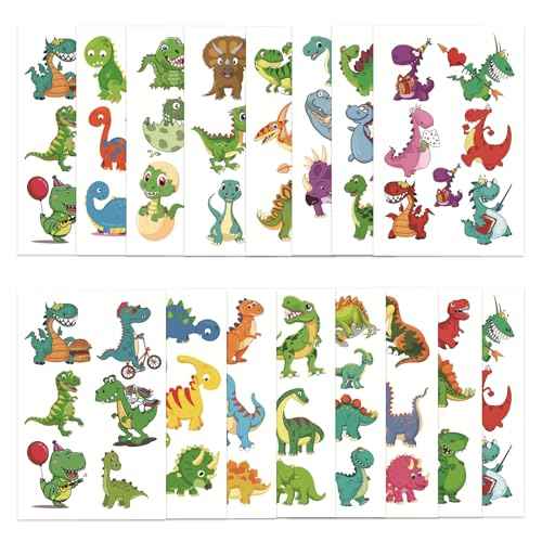 Temporary Tattoo Kids for Birthday, 104pcs Dinosaur Tattoos Stickers for Boys Girls Individually Wrapped, Realistic Temporary Tattoos Paper Adult Women for Party Favors