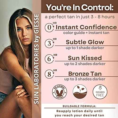 Sun Laboratories By Giesee Ultra Dark Self Tanning Lotion 32 oz - Organic Sunless Tanning Lotion, Extra Dark Self Tanner, Natural Self Tanning Lotion for Face & Body, Instant Tan Glow Beauty