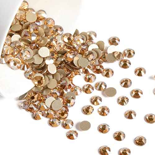 Beadsland 144 Pieces Flat Back Crystal Rhinestones Round Gems, Golden Shadow, SS40, 8.4-8.7mm