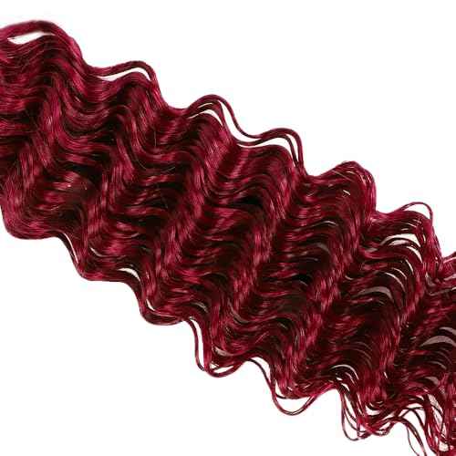 28 30 32 inch Red Human Hair Bundles Burgundy Deep Wave 3 Bundles Burgundy Human Hair Bundle Red Deep Wave Bundle 300g