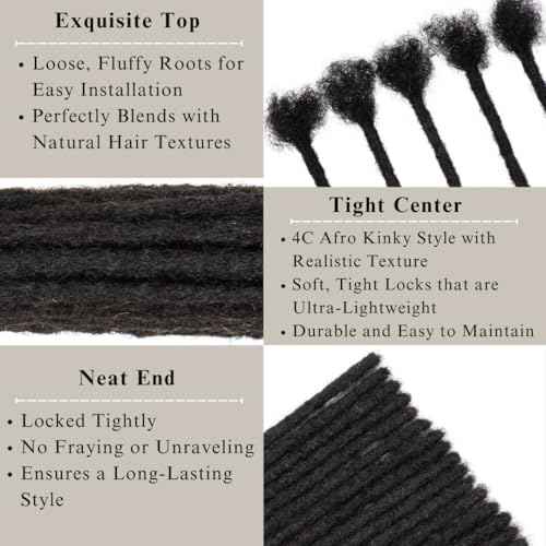 0.2-0.8cm Locs 8-18 I nch 20 Strands 100% Real Human Hair Dreadlock Extensions for Man/Women Permanent Loc Extensions Bundles Can Be Dyed Bleached Curled & Twisted (0.8CM, 1B, 16 INCH)