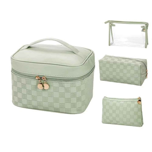jiffordwind Makeup Bags set of 4 Waterproof Leather Portable Travel Cosmetic Bag Multifunction Organizer Storage for Makeup Brushes, Toiletries and Accessories Toiletry set for Women