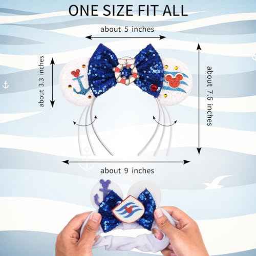 Cruise Ears Headband 2 Set Sequin Mouse Ears for Women Girls Hair Accessories for Cruise Trip Costume Party Decoration