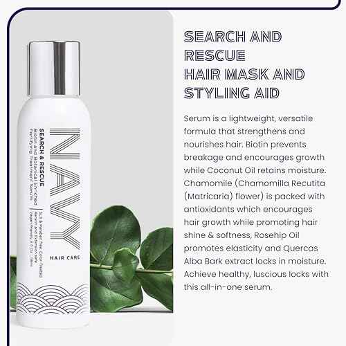 NAVY Hair Care Search & Rescue Fortifying Treatment Serum | Biotin-Enriched Botanical Blend with Chamomile Extract, Coconut & Rosehip Oil | Strengthens, Nourishes & Promotes Hair Growth | 4 oz