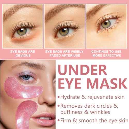 30 Pairs Lip Mask & Eye Mask,Under Eye Patches for Puffy Eyes,Pink Moisturizing Spa Daily Labial Lip Masks,Bachelorette Party Favors & Accessories,Party Favors Adults,Skincare,Stocking Stuffers