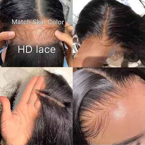 13x4 Body Wave Lace Front Wigs Human Hair 180% Density HD Transparent Pre Plucked Glueless Wigs for Women Bleached Knots with Baby Hair 24inch