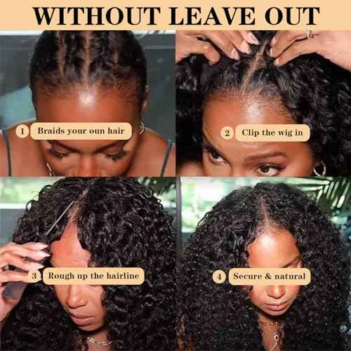 ROYAL IMPRESSION V Part Deep Wave Human Hair Wigs Upgraded U Part Human Hair Wig Minimal Leave Out No Sew in No Glue 180% Density V Shape Clip in Half Wig Beginner Friendly (20 Inch)