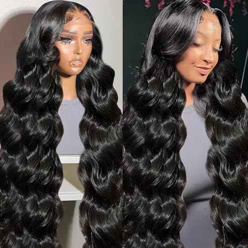 13x6 Lace Front Human Hair Wig, 100% Human Hair 180 Density, HD Lace Frontal Wig, Pre-Plucked Glueless Wigs, 32inch