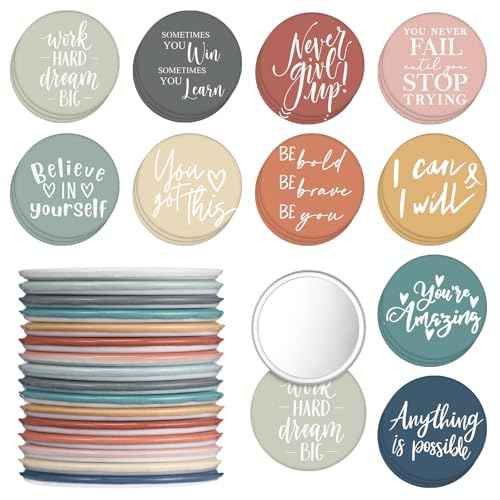 Kigley 30 Pcs Operation Christmas Bulk Gifts Inspirational Compact Mirrors Bulk Gifts 2.76 Inch Small Portable Purse Pocket Mirrors for Operation Christmas Charity Box Fillers