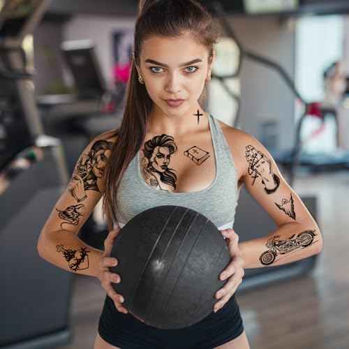 12 Sheets Large Chicano Temporary Tattoos, Cholo and Chola Temporary Tattoos, Chicana Guadalupe Gangster Fake Tattoos Day of the Dead, D?a de Muertos, Tatuajes Temporales, Halloween Mexico Tattoos
