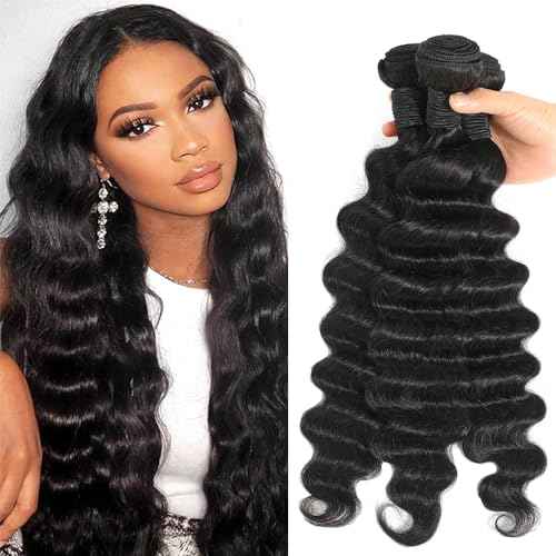 Loose Deep Wave Bundle 3 Bundles Human Hair 18 20 22 Inch 12A Grade 100% Brazilian Human Hair 3 Bundles Double Weft For Black Women Natural Color