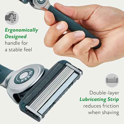 DORCO SLEEK 6 Blade Razor for Men with 7 Cartridges | Men's Cartridge Razors with Razor Handle and Smooth Shaving Blades | Men¡¯s Razors with Multi-Flex Technology