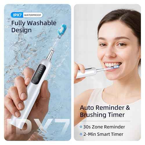 SYNHOPE Oscillating Sonic Electric Toothbrush for Adults, Rechargeable Battery & Fast Charge [Unique 60¡Æ Swing Amplitude] 3 Brush Heads with Pounch, IPX7 Waterproof & Teeth Whitening Cleaning