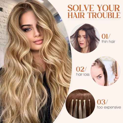 Halo Hair Extensions Real Human Hair, S-noilite Hair Halo Extensions for Women 22inch Golden Brown/Bleach Blonde Halo Extensions Invisible Wire HairExtensions