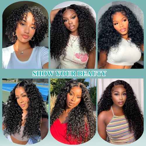 Liang Dian Curly Bundles Human Hair 12 12 14 14 Inch Kinkycurly Bundles Human Hair for Black Women 100% Unprocessed 12A Brazilian Virgin Hair Quick Weave Extensions Natural Black