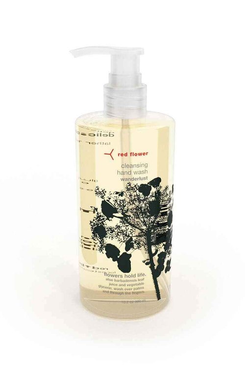 Red Flower Wanderlust Cleansing Hand Wash – Cleanse & Hydrate Botanical Hand Cleanser, Vegan, Sulfate-Free 10 oz