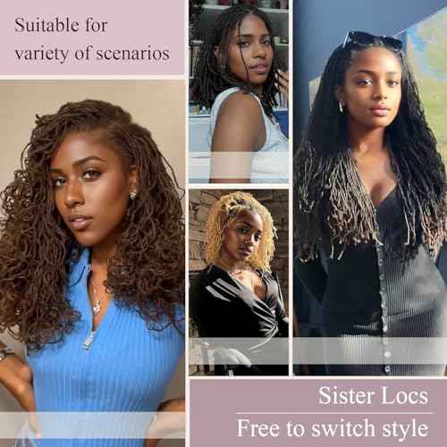 Originea Micro Locs Extesnions Human Hair 0.2cm Thickness Sisterlocks Curly Tips, Full Handmade Interlocking Permanent Soft Dreadlock Extensions Natural Looking Locs (1B# 0.2cm, 8 Inch 120 Strands)