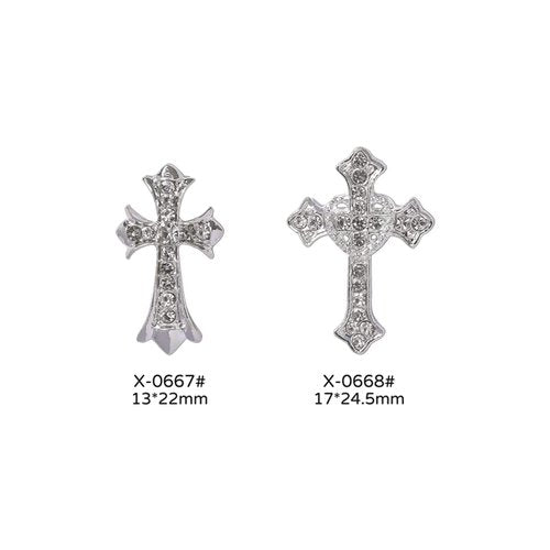 10pcs Retro Cross Nail Charm, Alloy Rhinestones Cross Charms Punk Gothic Nail Art Supplies for Acrylic Nail Decoration, Nail Accessories for Nail DIY Design