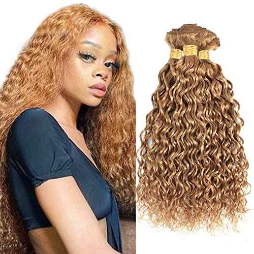 Blonde Bundles Color #27 Human Hair Bundles 20 22 24 inch Honey Blonde Water Wave Bundle 27 Water Wave Bundle