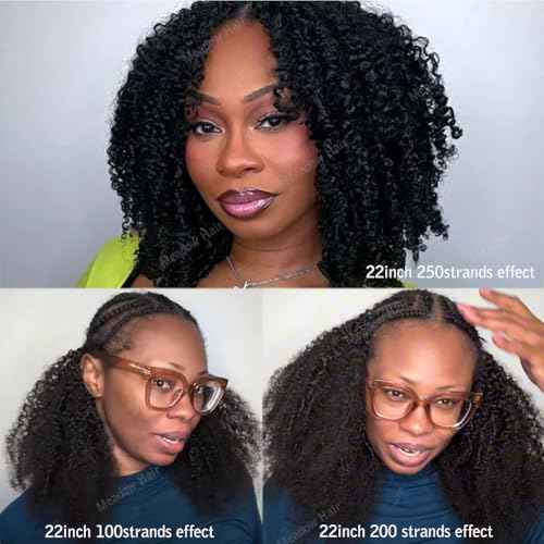 Knotless Pre Separated Human Hair Crochet Extensions for Braids Afro Kinky Curly Brazilian Virgin Feather Hair Bundles Boho Twist Braiding Hair for Black Women 16inch 120g